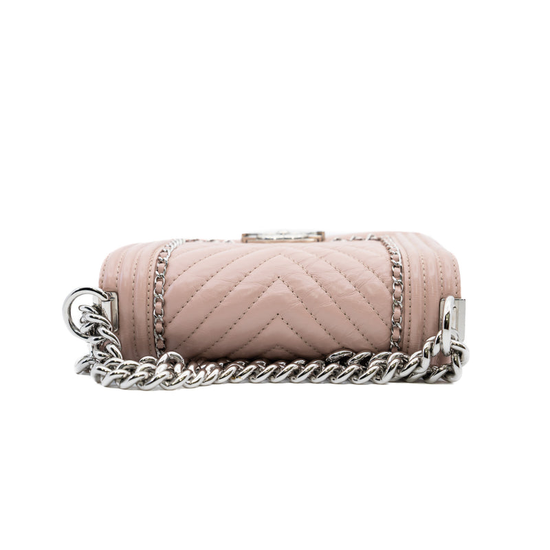 small leboy light pink chevron aged calfskin seri 25 phw - L'UXE LINK