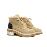 thumbnail ankle boots with fur in beige suede #37