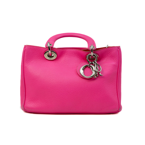 2013 Mini Diorissimo Rosepink/Red Calfskin Handbag PHW With Strap