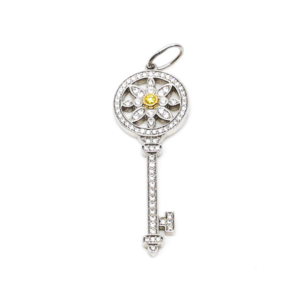 Round Kaleidoscope Key diamond/yellow Pendant in pt950/au750