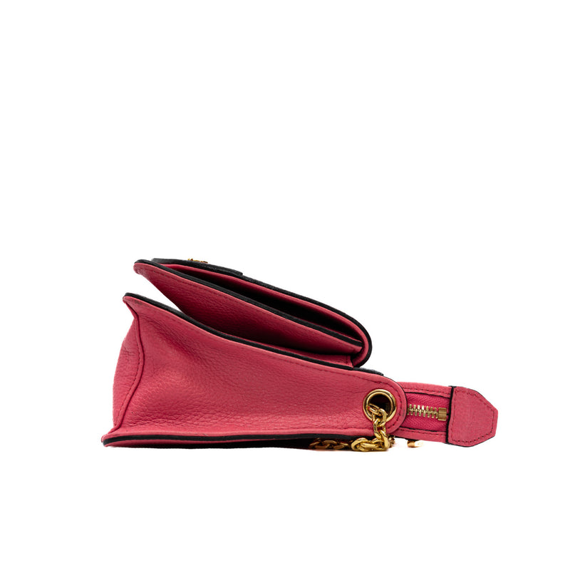 Studded Flap Shoulder Bag  Leather Pink GHW - L'UXE LINK