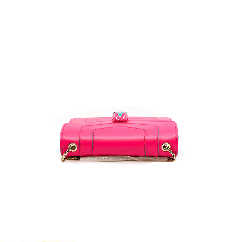 serpenti forever crossbody chain bag in leather hot pink/white ghw