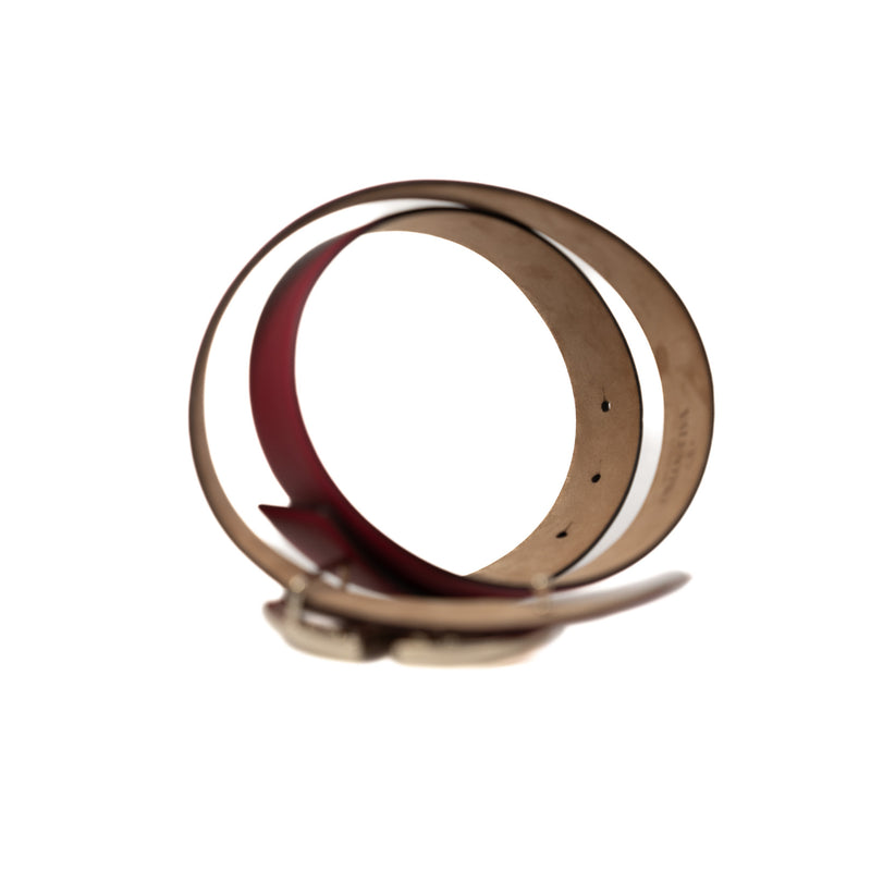 V Logo Moon Pink/Beige Reversible Leather Belt GHW - L'UXE LINK