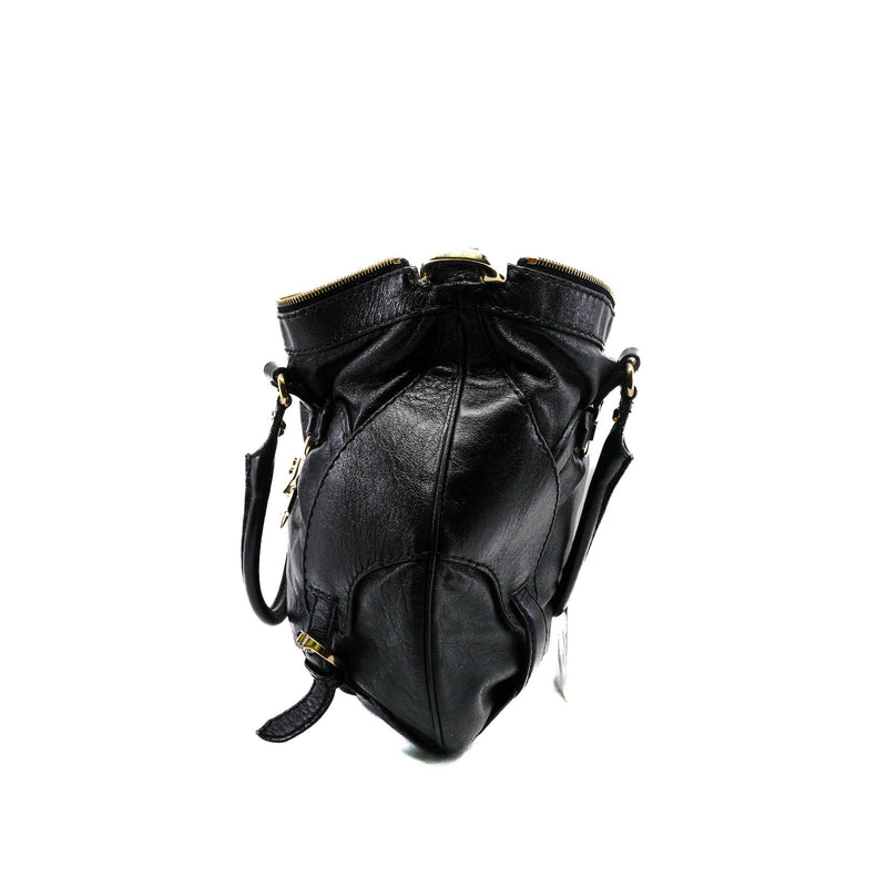 tote in leather black - L'UXE LINK