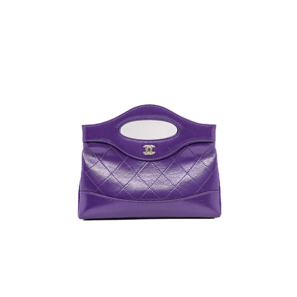 mini 31 clutch in purple shining calfskin LGHW