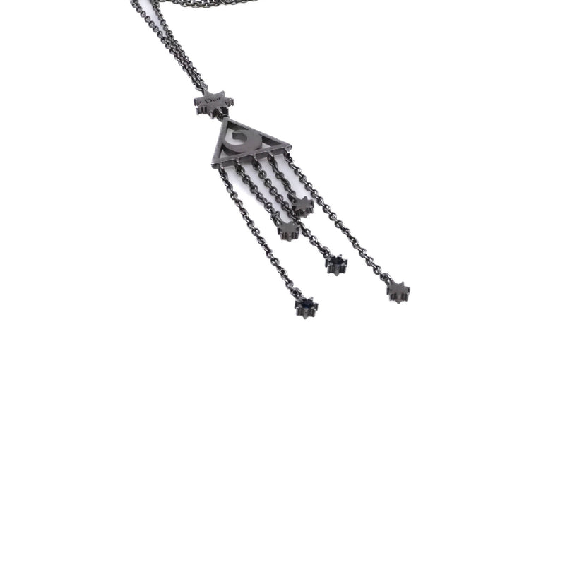 Extra Long Pewter Celestial Astrology Lariat Necklace
