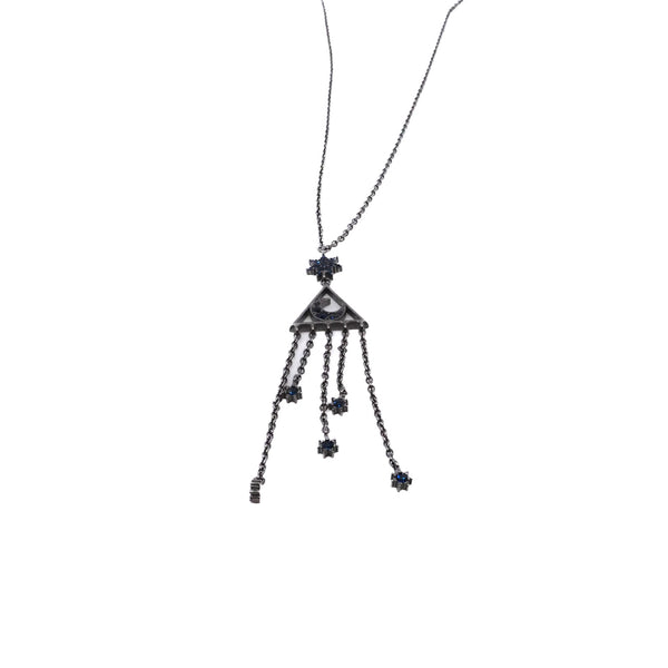 Extra Long Pewter Celestial Astrology Lariat Necklace