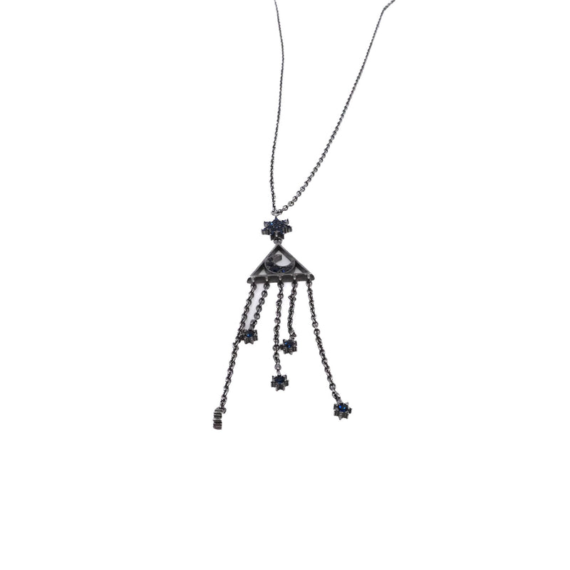 Extra Long Pewter Celestial Astrology Lariat Necklace