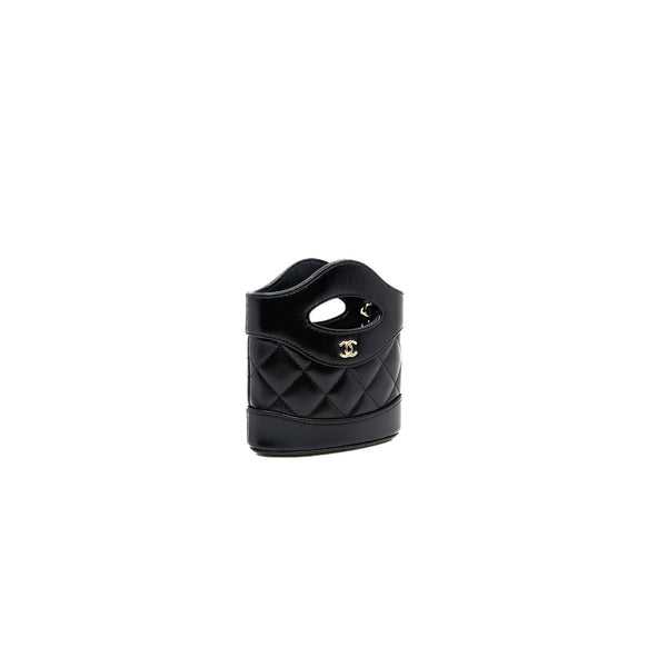 nano 31 bag in black shiny leather phw