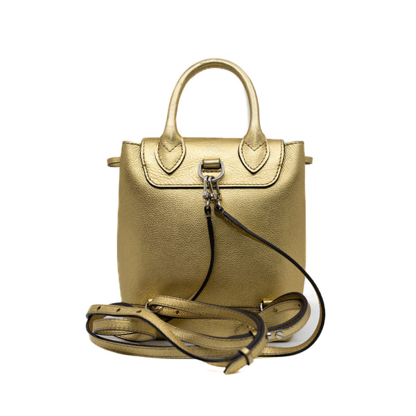 lockme in gold leather mini backpack