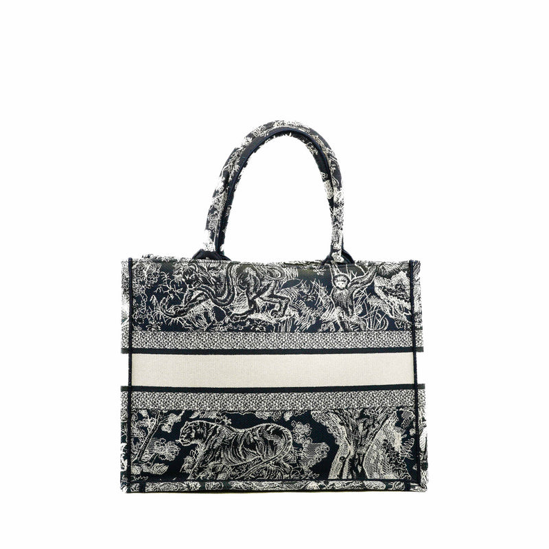 Medium Toile De Jouy Book Tote Bag In Blue/White Canvas - L'UXE LINK