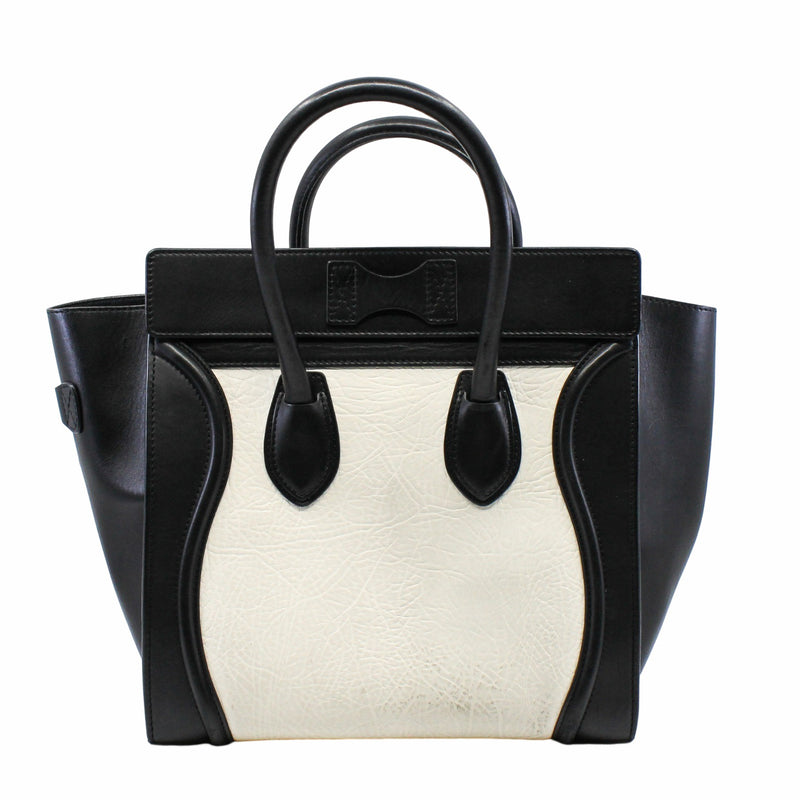 LUGGAGE BAG MICRO  LEATHER WHITE BLACK GHW - L'UXE LINK