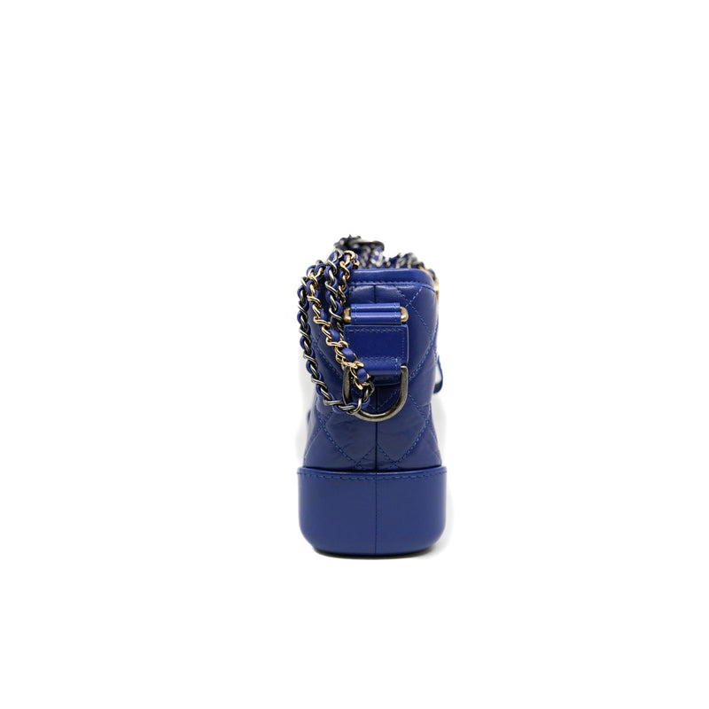 Small Calfskin Gabrielle Hobo Crossbody Bag in blue GHW