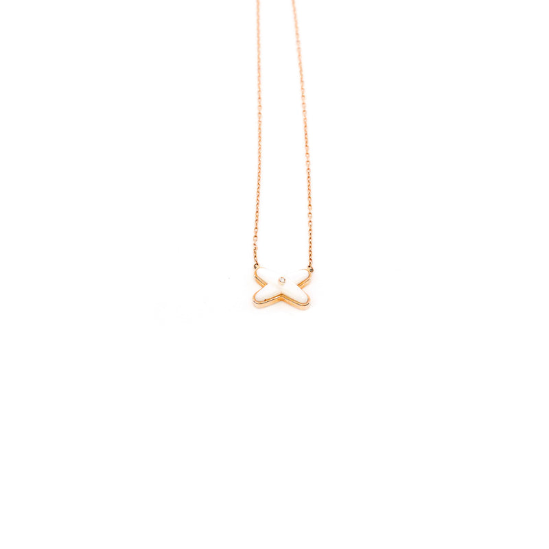 Jeux de Liens Pendant In 18k Rose Gold/Mother-of-Pearl/Diamond Necklace - L'UXE LINK