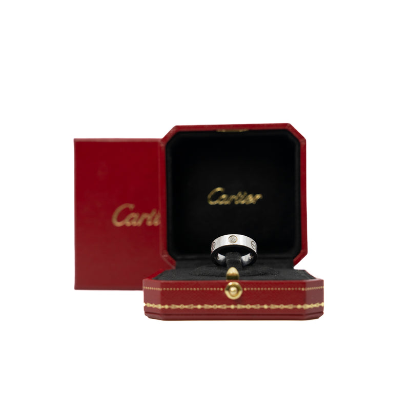 Love Ring In 18K White Gold Set With 3 Diamonds Size 54 rrp7100 - L'UXE LINK