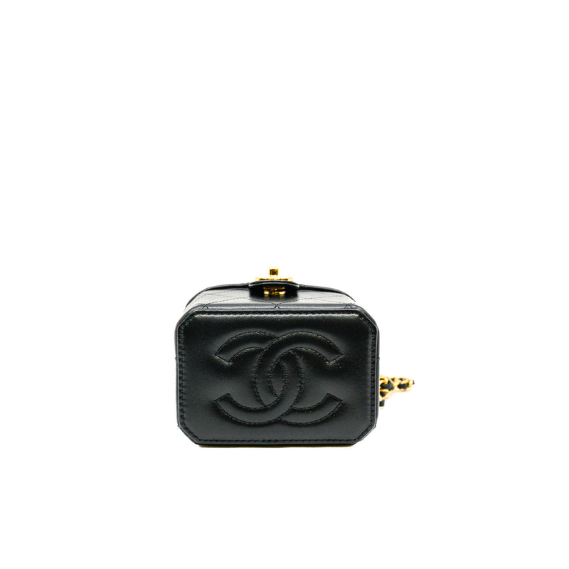 Mini Vanity Case In Black Lambskin GHW With Chain Seri ELE3XXXX