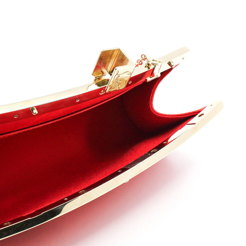 cl clutch bag red silk ghw - L'UXE LINK