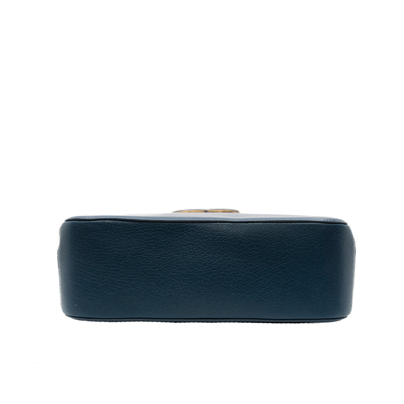 Top Handle Zip Vanity In Blue Leather Bag GHW Seri 23