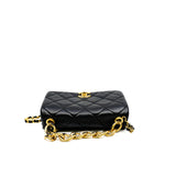 thumbnail flap bag in black lambskin with chain top handle #KNG2XXXX