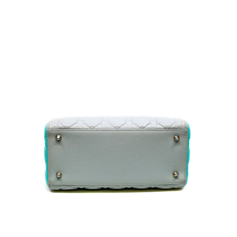 medium lady dior in calfskin grey/blue phw 2013