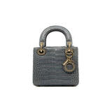 thumbnail mini lady dior in grey crocodile rghw with crystal 2021