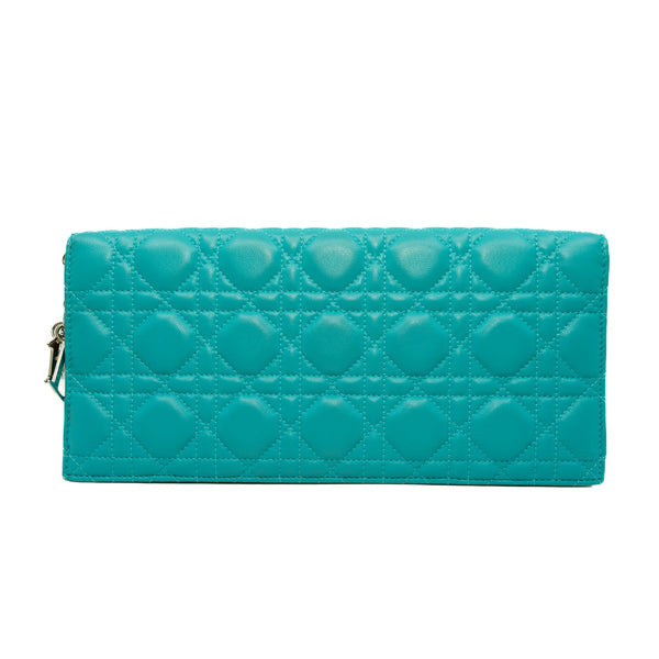 Cannage Lambskin Lady Dior Aqua Green Clutch 2014 (No Chain Strap) - L'UXE LINK