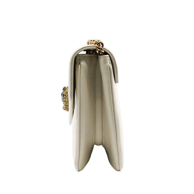 1955 tiger buckle flap chain bag  leather white ghw - L'UXE LINK