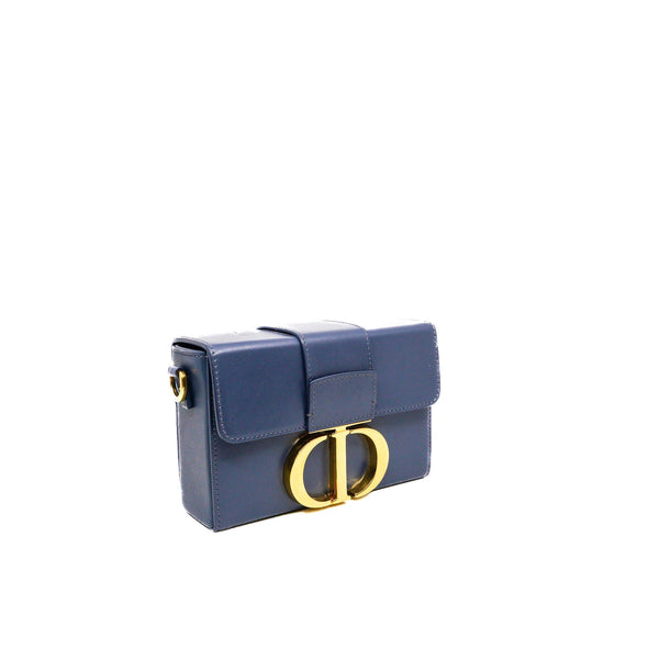 montaigne box mini navy with wide strap leather