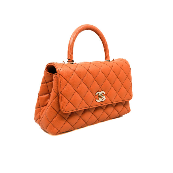medium coco handle in orange caviar rghw