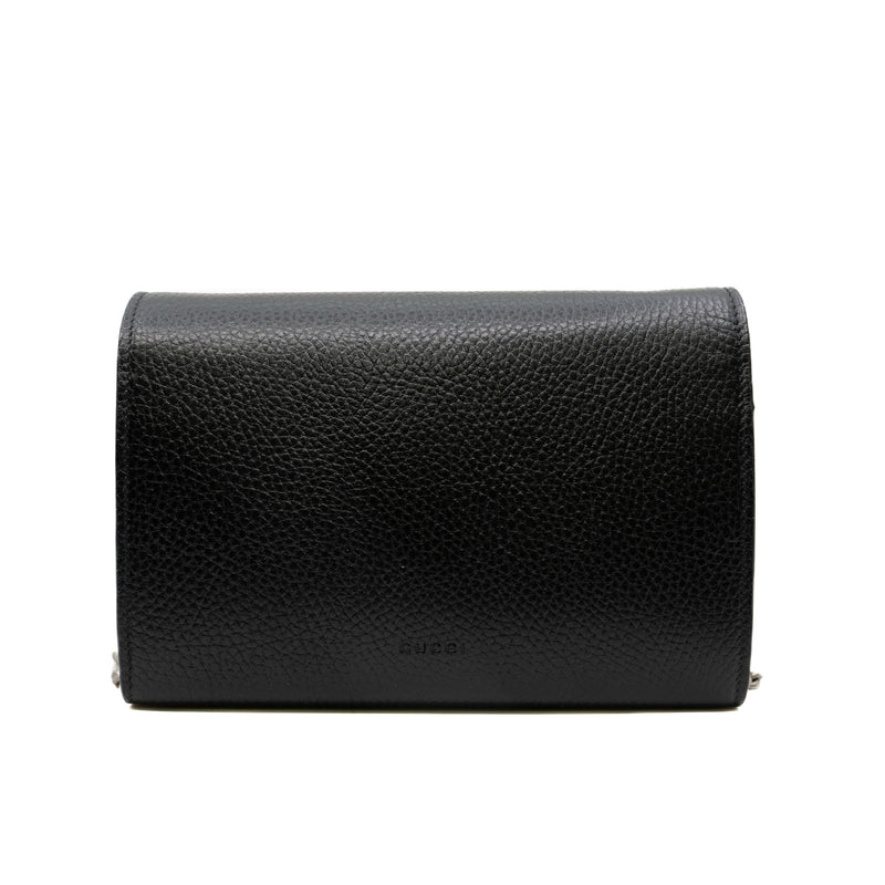 dionysus wallet on chain leather in black PHW with crystal
