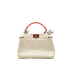 Mini Peekaboo Nappa Leather Beige/Red Bag PHW With Strap - L'UXE LINK