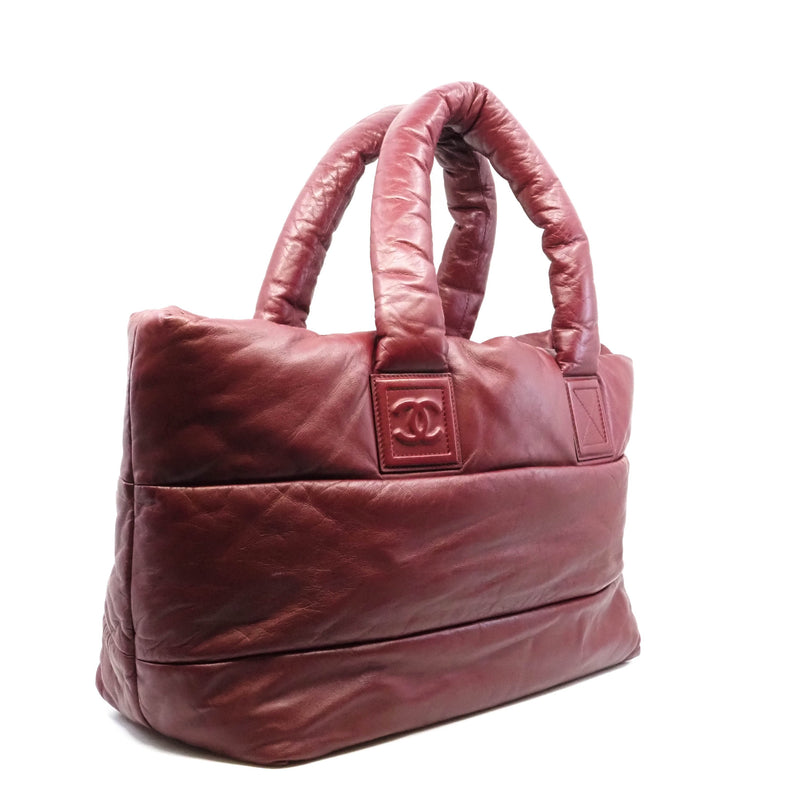 Coco Cocoon Burgundy/Black Lambskin Reversible Tote Bag PHW Seri 12 - L'UXE LINK