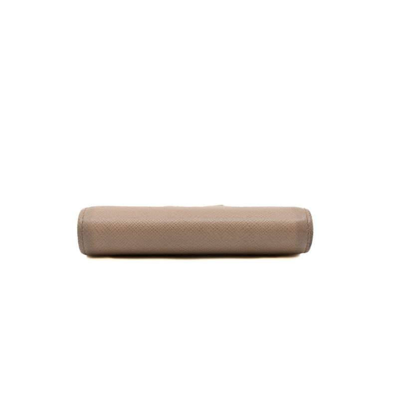 short wallet in beige leather - L'UXE LINK