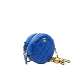 thumbnail Mini around vanity case with pearl crush in lambskin blue ghw seri 30
