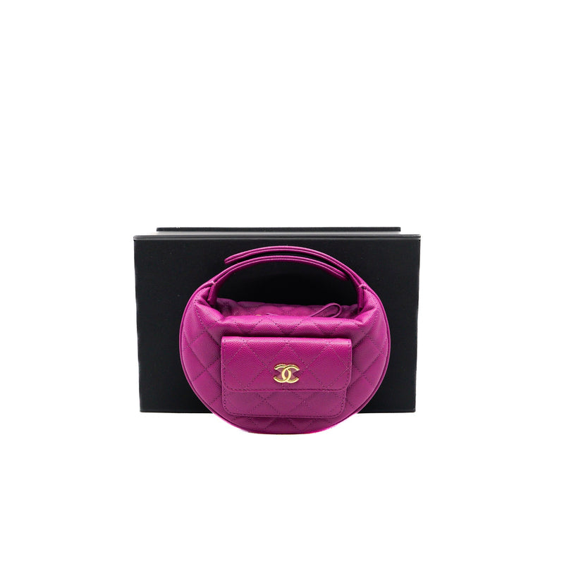 Quilted polly in purple caviar leather bag