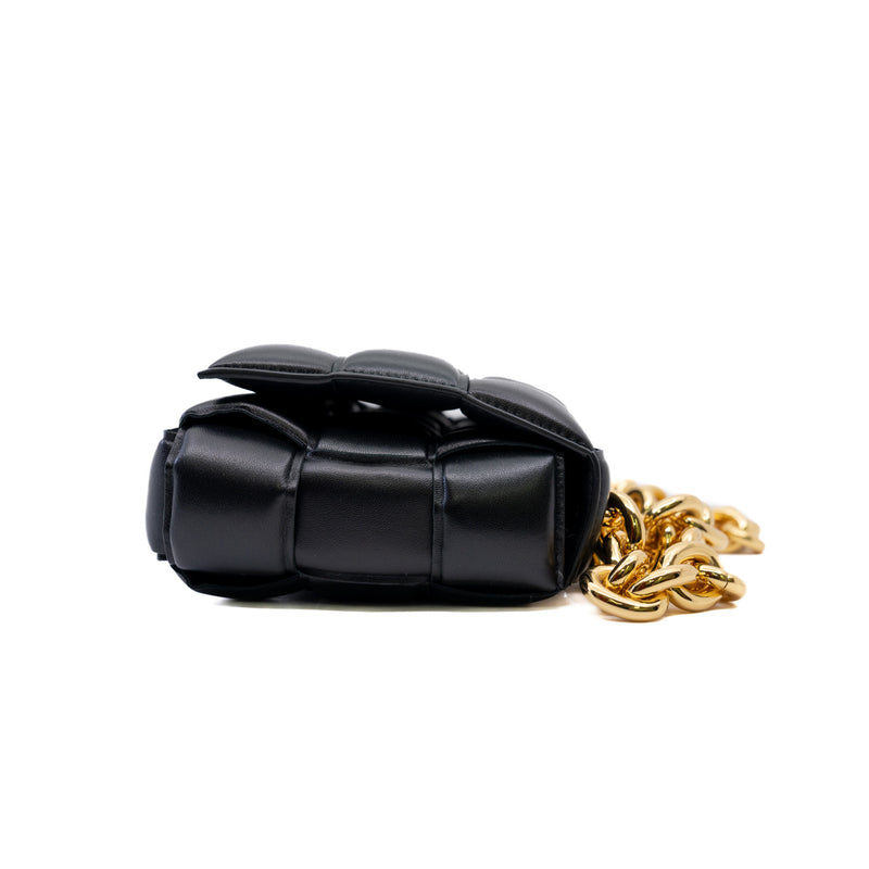 Chain Cassette Padded Black Intreccio Lambskin Leather Crossbody Bag - L'UXE LINK