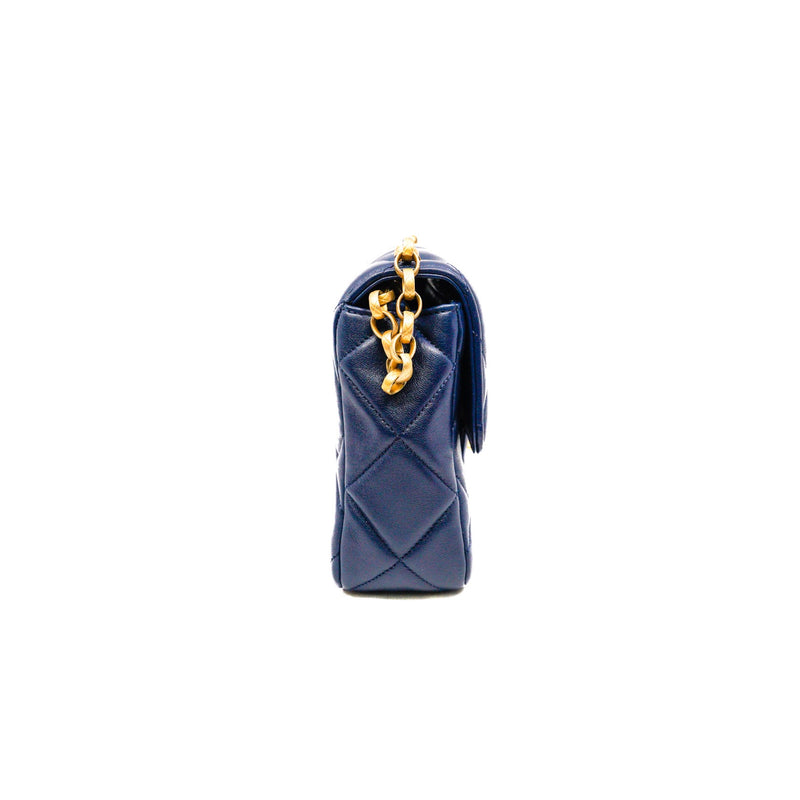 mini square cf in lambskin navy GHW