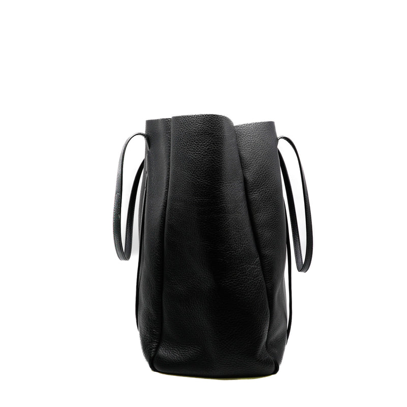 Everyday Black Calfskin Tote Bag M - L'UXE LINK