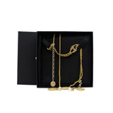 thumbnail long chain necklace with pearl in leather lime ghw