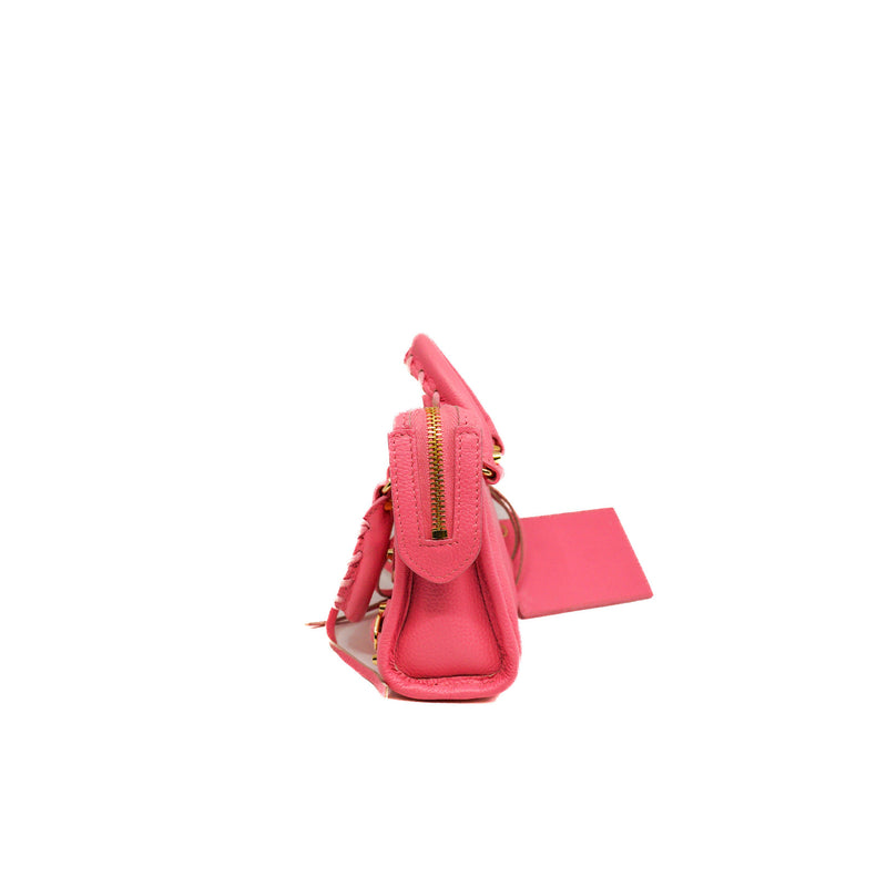 Nano Classic City Pink Calfskin Handbag GHW With Strap