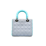 thumbnail medium lady dior in calfskin grey/blue phw 2013