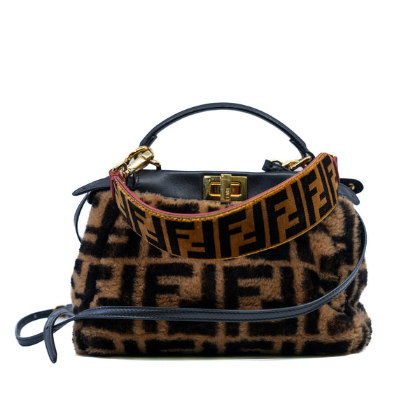 Mini Peekaboo Brown Sheepskin Bag GHW With Strap - L'UXE LINK