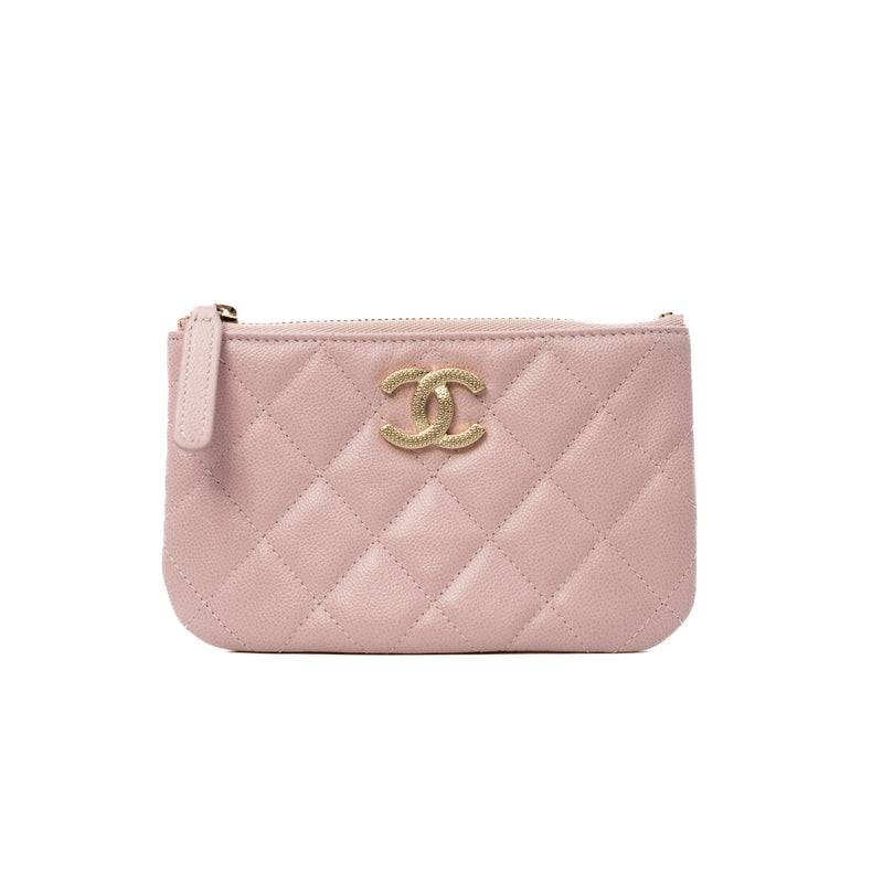 Mini Classic O Case In Pink Caviar Leather Quilted Pouch GHW - L'UXE LINK