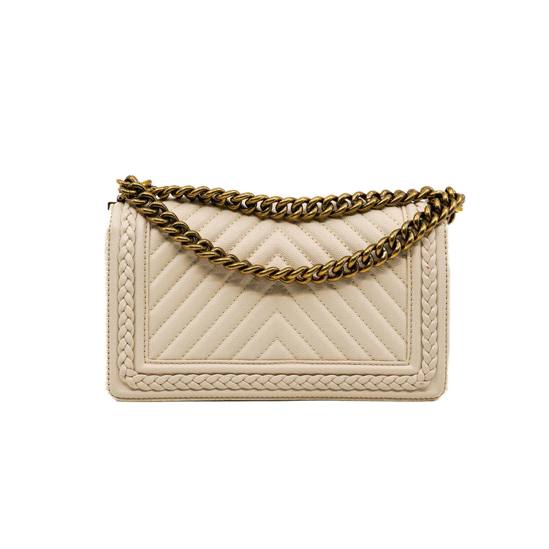 medium leboy limited in chevron caviar beige aged ghw seri 25 - L'UXE LINK