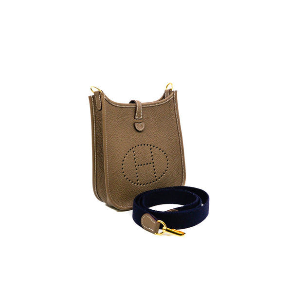 mini evelyn bag etoupe/bleu indigo ghw B stamp