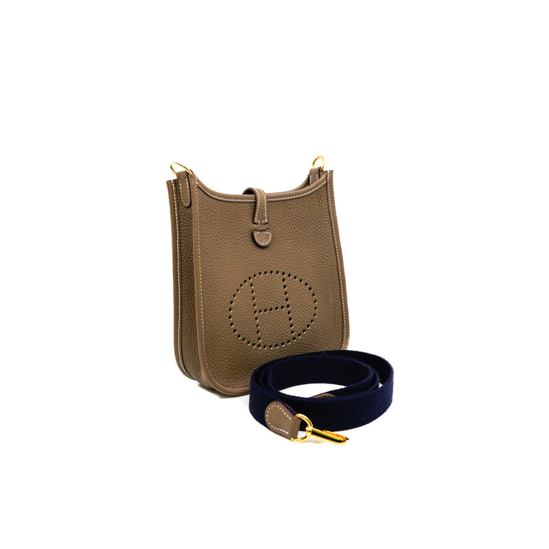 mini evelyn bag etoupe/bleu indigo ghw B stamp