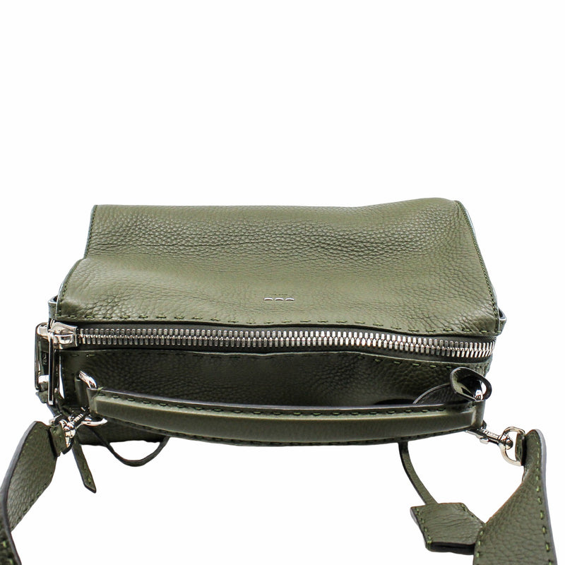 fendi lei boston bag medium  leather grey green phw - L'UXE LINK