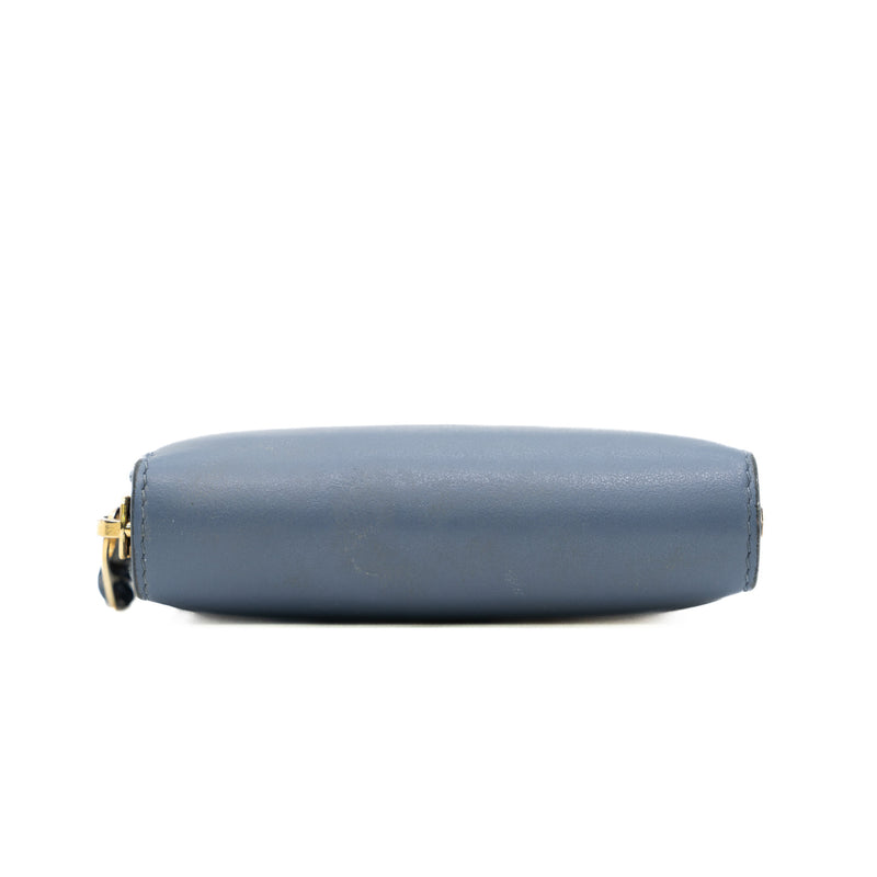 Zip Around Coin Purse Wallet Leather Denim Blue GHW - L'UXE LINK