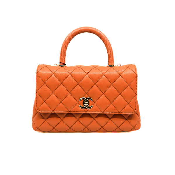 medium coco handle in orange caviar rghw