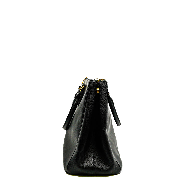 Large Black Saffiano Leather Galleria Bag GHW With Strap